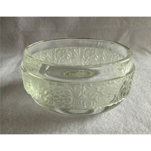 Vintage Avon Glass Trinket Dish‎ Bowl Oval Frosted Floral 4.25" x 3.25"